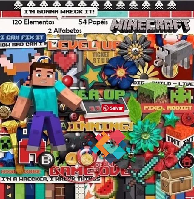 Arte Digital Caneca Minecraft Desenho Gamer Infantil Nome